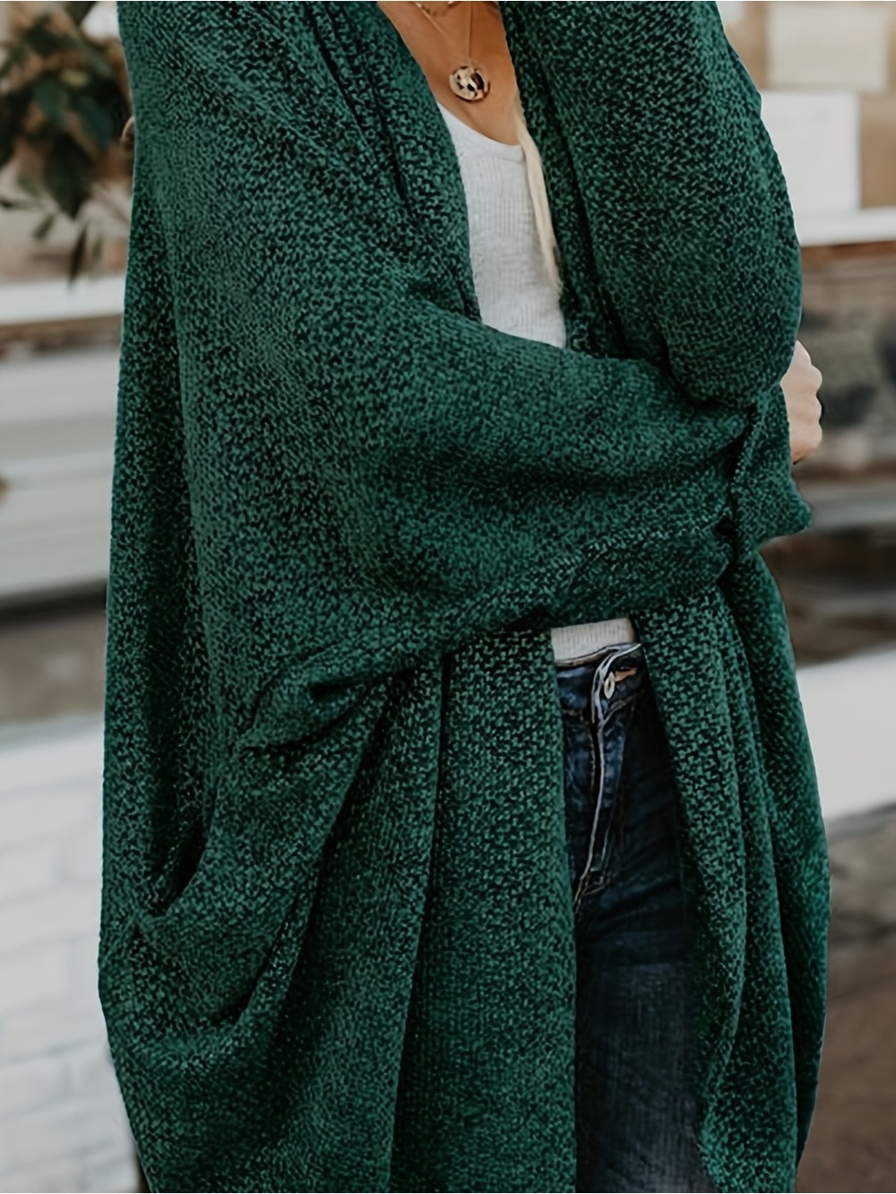 Cozy Open-Front Green Cardigan Sweater
